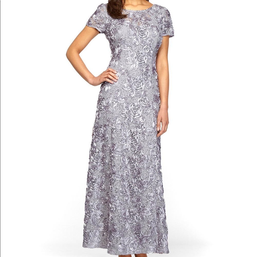 Alex Evenings A-Line Gown in Dove Gray
